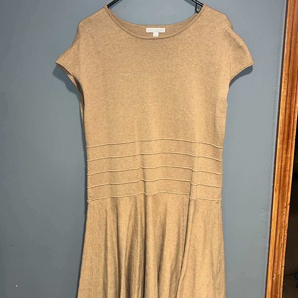 Eva Mendes Fit & Flare Brown Knit Dress Size xl